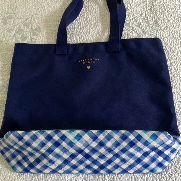 Bath and Body Works Gingham Canvas Tote Bag Brand New - Picture 7 of 8